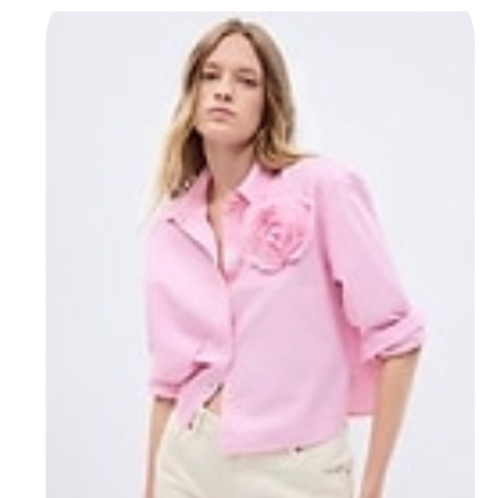 LoveShackFancy X Gap 100% Organic Cropped Shirt - Picture 3 of 4